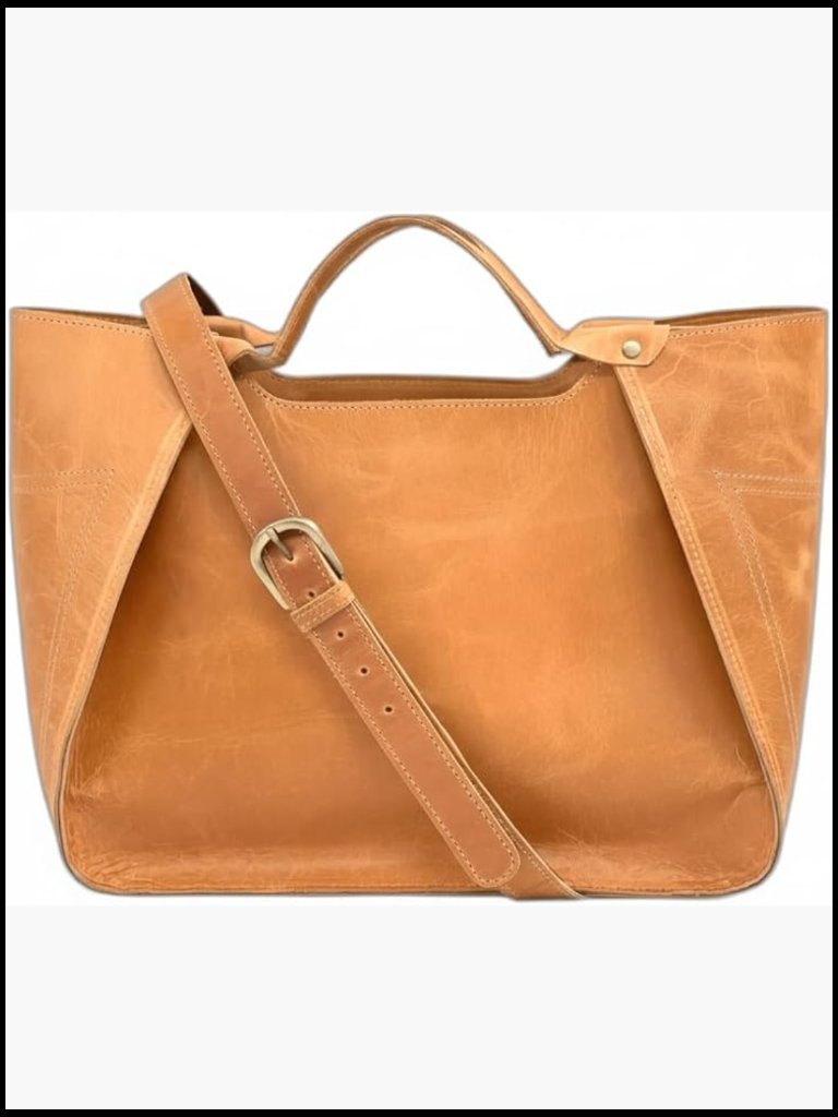 Genuine Full Grain Leather Shoulder Tote Bag Adjustable Strap Satchel Travel